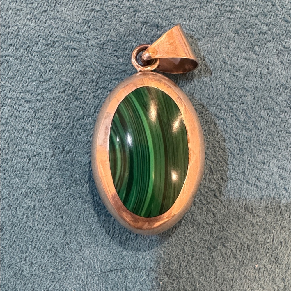 Sterling silver, onyx and malachite reversible pendant